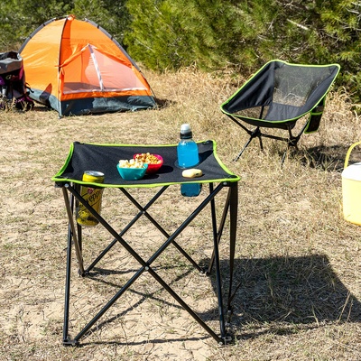Cafolby Folding Camping Table with Cover - Ultra-Lightweight 48x48cm Textile Table