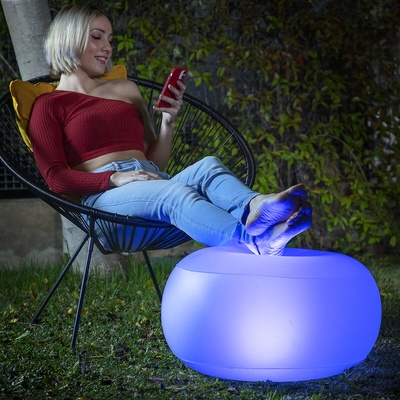 InnovaGoods Pulight - LED Inflatable Ottoman with Remote Control & RGB Lighting (Ø50cm)